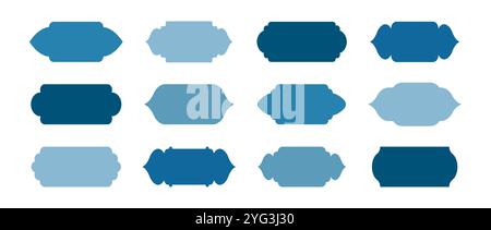 Formes de mosquée islamique. Portes, portes et fenêtres musulmanes. Cadres Ramadan kareem. Ensemble de bordures arabes bleues. Illustration vectorielle isolée sur blanc Illustration de Vecteur