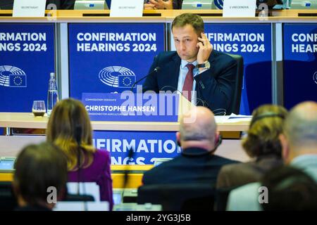 Bruxelles, Belgique. 04th Nov, 2024. Nicolas Landemard/le Pictorium - validation des nouveaux commissaires européens - 04/11/2024 - Belgique/Bruxelles/Bruxelles - après leur nomination par la Commission européenne, les nouveaux commissaires européens doivent être -validés- par les commissions parlementaires européennes lors de séances orales devant les députés. Crédit : LE PICTORIUM/Alamy Live News Banque D'Images