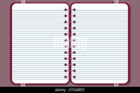 Papier millimétré. Ouvrez le bloc-notes. Papier quadrillé ligné imprimable avec lignes de couleur. Fond géométrique pour l'école, textures, cahier, journal intime. Espace de copie vide Illustration de Vecteur
