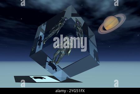 Matrice des cubes Saturn Banque D'Images