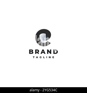 Courbes de papier à l'intérieur de la lettre initiale e logo Design. Lettre e initiale avec rouleau de papier à l'intérieur de la conception. Illustration de Vecteur