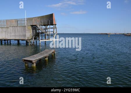 Kastrup bain de mer, abri pour la baignade, Snegen, Oresund, Copenhague, Danemark, journée ensoleillée d'été Banque D'Images