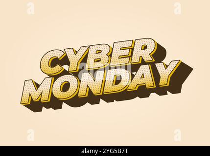Cyber lundi. Design d'effet de texte en 3 dimensions look, bon pour les publicités de médias sociaux Illustration de Vecteur