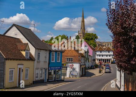 St Jean-Baptiste avec notre-Dame et St Laurence, église paroissiale Thaxted et salle de guilde Thaxted Banque D'Images