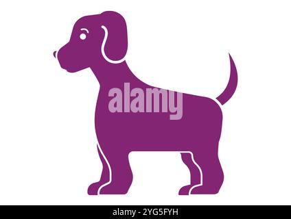 Design plat de vecteur d'icône de chien élégant, idéal pour diverses applications, isolé sur fond blanc Illustration de Vecteur