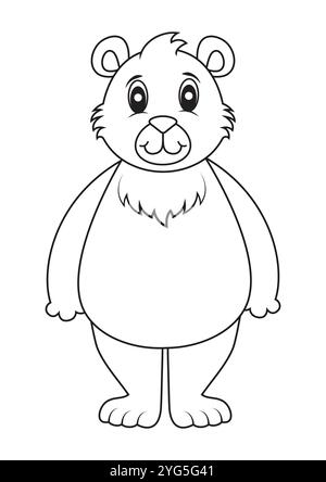 Noir et blanc dessin animé Bear Vector Designs, idéal pour les pages de coloriage, isolé sur fond blanc Illustration de Vecteur