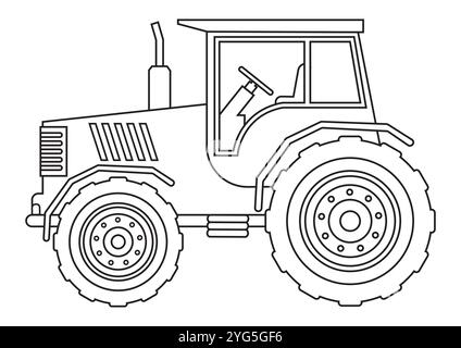 Tracteur de machine agricole noir et blanc idéal pour les pages de coloriage Illustration de Vecteur