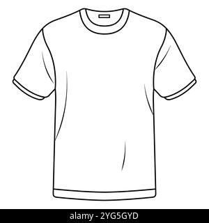 Noir et blanc dessin animé T-shirt Vector Flat Designs, idéal pour les pages de coloriage, isolé sur fond blanc Illustration de Vecteur