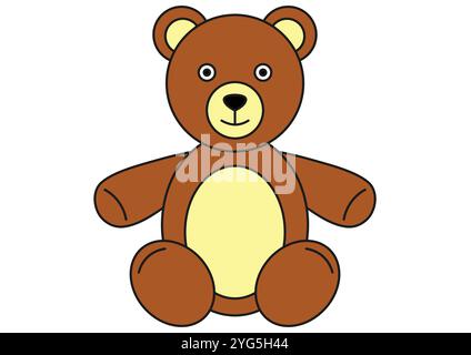 Toy Bear Clipart Vector Flat Designs, idéal pour les pages de coloriage, isolé sur fond blanc Illustration de Vecteur