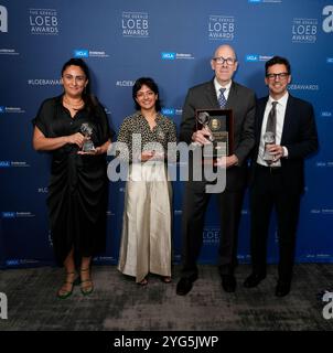 Alex Presha, LAURÉAT, Sheera Frenkel, Malika Khurana, Adam Adriano lors des Gerald Loeb Awards 2024 présentés par UCLA Anderson, qui se sont tenus à la Rainbow Room à New York, New York, USA, jeudi 10 octobre 2024. Crédit : Jennifer Graylock-Graylock.com Banque D'Images