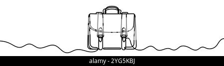 Dessin minimaliste continu d'une ligne d'un sac ou d'une mallette d'affaires. Idéal pour les concepts commerciaux et financiers Illustration de Vecteur