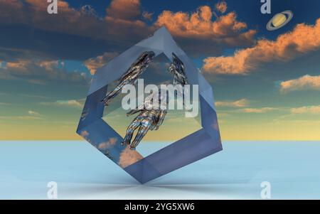 Matrice des cubes Saturn Banque D'Images