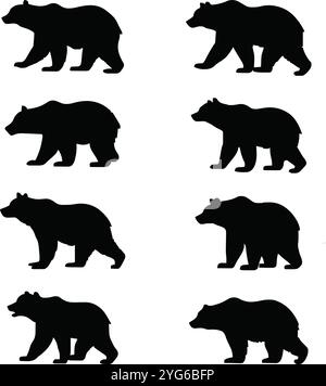 Collection de silhouettes d'ours ensemble Illustration de Vecteur