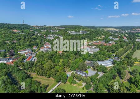 Blick auf Bad Mergentheim rund um den Kurpark im Württembergischen Tauberfranken Die Kurstadt Bad Mergentheim im Lieblichen Taubertal von oben Bad mer Banque D'Images