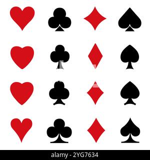 Illustration de différents symboles de cartes à jouer isolés sur fond blanc Illustration de Vecteur