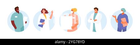Groupe de médecins spécialistes. Personnel médical et personnages vectoriels d'équipe Illustration de Vecteur