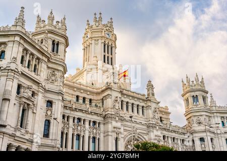 Détail de l'architecture de l'Hôtel de ville de Madrid, au centre de la capitale Madrid. Banque D'Images