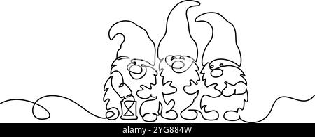 Décoration de Noël. Gnomes de Noël de dessin animé mignons. Illustration de Vecteur