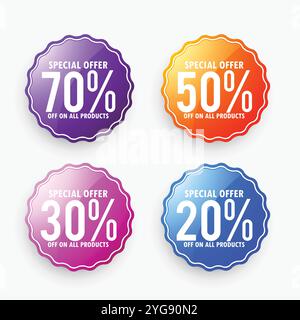 Ensemble d'étiquettes de vente en différentes couleurs Illustration de Vecteur