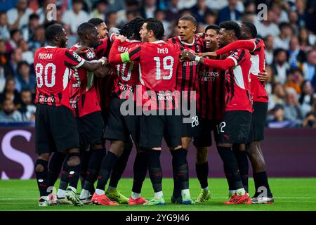 Madrid, Espagne. 06 novembre 2024. Tijjani Reijnders de l'AC Milan lors du match de l'UEFA Champions League entre le Real Madrid et l'AC Milan a joué au stade Santiago Bernabeu le 5 novembre 2024 à Madrid, en Espagne. (Photo de Cesar Cebolla/PRESSINPHOTO) crédit : AGENCE SPORTIVE PRESSINPHOTO/Alamy Live News Banque D'Images