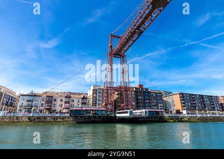 Le pont transporteur suspendu Bizkaia (Puente de Vizcaya) à Portugalete, Espagne. Le pont traversant la rivière Nervion Banque D'Images