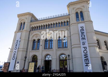 Yoko Ono Peace est l'exposition d'art Power au centre Nobel Peace dans le centre-ville d'Oslo, Norvège, Scandanavie Banque D'Images