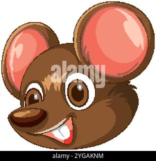 Souris souriante avec de grandes oreilles et des yeux brillants Illustration de Vecteur