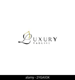 Design minimaliste du logo de l'eau de luxe. Le mot luxe avec symboles d'eau sur la lettre l logo Design. Illustration de Vecteur