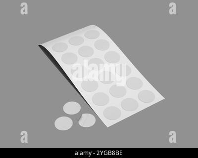 Rendu 3D blanc d'autocollant arrondi Banque D'Images