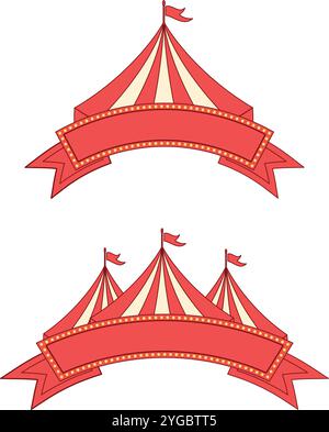 Cirque étiquettes vintage signe des panneaux de carnaval éléments Illustration de Vecteur