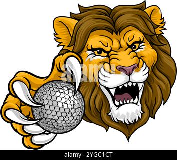 Lion Golf Animal Sports Team Mascot Illustration de Vecteur