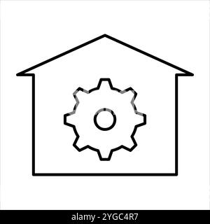 Une icône vectorielle minimaliste représentant la domotique, avec un appareil domestique intelligent avec des commandes intuitives, parfait pour la technologie et le style de vie Illustration de Vecteur