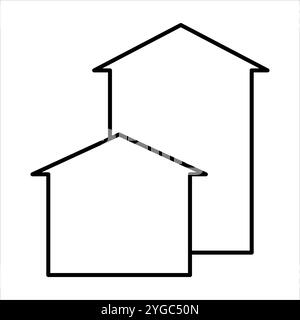 Icône simple et professionnelle représentant une agence immobilière, idéale pour les thèmes de la maison et de la propriété. Parfait pour les sites Web, les applications ou les projets axés sur bu Illustration de Vecteur