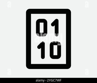 Binaire Code Number codage mathématique Computer Numeral Zero One App application Digital Internet ai File Text Sign icône SVG Shape Outline Black White Vector Illustration de Vecteur