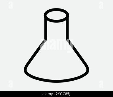 Flacon de chimie laboratoire Science bécher en verre récipient équipement de mesure biologie chimique icône signe forme ligne contour noir blanc vecteur Illustration de Vecteur