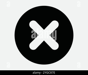 Annuler cercle rond bouton circulaire Fermer arrêt interdit interdit interdit non autorisé erreur problème problème Croix X signe icône forme SVG contour Noir Blanc V Illustration de Vecteur