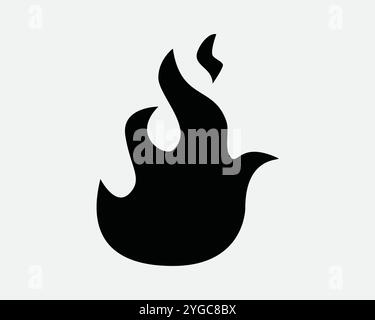 Flamme de feu passion brûler Camp de feu de camp Bonfire Engulfe amour chaleur inflammable Ignite Fireball signe chaud icône forme contour Noir Blanc vecteur Illustration de Vecteur