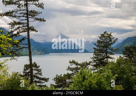 Lac de Brienz juste au nord des Alpes, dans le canton de Berne en Suisse, au printemps Banque D'Images