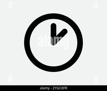 Horloge murale minuterie pointeur analogique chronomètre compteur compte à rebours cercle rond date limite événement signe de rendez-vous forme contour vecteur noir blanc Illustration de Vecteur