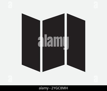 Pliant brochure brochure brochure page Plan Guide pliant papier plié Imprimer document Magazine présentation icône signalisation contour de la ligne Noir Blanc forme vectorielle Illustration de Vecteur