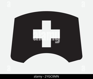 Docteur Hat infirmière Headwear Head Gear Hospital Clinic Healthcare Health Care infirmier médecin premiers soins Cap icône SVG Shape Outline Noir Blanc vecteur Illustration de Vecteur