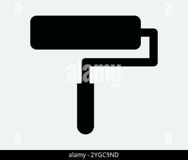 Pinceau à rouleau peinture pinceau outil peintre équipement peinture murale peinture amélioration de l'habitat rénovation Vector Sign icône forme contour noir WHI Illustration de Vecteur