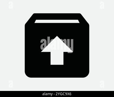 Télécharger vers le haut charger la boîte de rangement dossier Organisation organiser les archives du magasin flèche Envoyer le colis livrer SVG icône forme contour Noir Blanc VEC Illustration de Vecteur