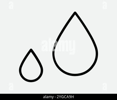 Goutte d'eau Dew pluie goutte d'eau Tear Two Falling Line Oil Liquid Moist Moisture condensation goutte à goutte sang icône forme contour Noir Blanc vecteur Illustration de Vecteur