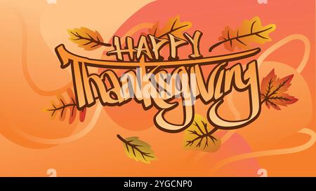 Bannière d'offre spéciale de Thanksgiving avec fond orange fluide. illustration vectorielle de modèle de taille de page web Illustration de Vecteur