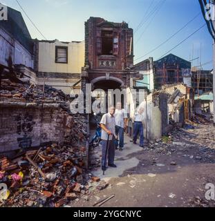 La Chine, Pékin, les zones résidentielles traditionnelles sont démolies pour faire place à de nouvelles maisons et bâtiments. Banque D'Images