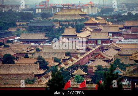 Chine, Pékin, toits de la ville interdite. Banque D'Images