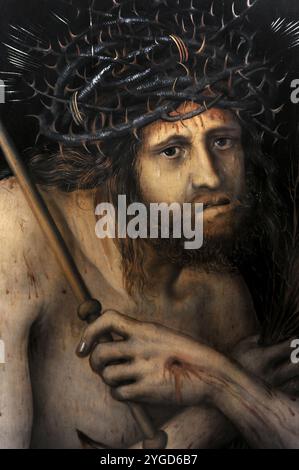 Lucas Cranach l'ancien (1472-1553) et atelier. Peintre et graveur allemand. Man of Sorrows, vers 1520. Détail du verso du panneau de la bénédiction de Christ enfant. Huile sur panneau de tilleul, 53,1 x 30,3 cm. Galerie nationale Prague (Palais Sternberg). République tchèque. Banque D'Images