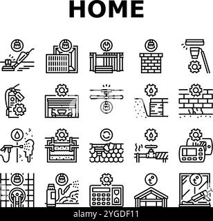 icônes de nettoyage d'entretien de la maison définir vecteur Illustration de Vecteur