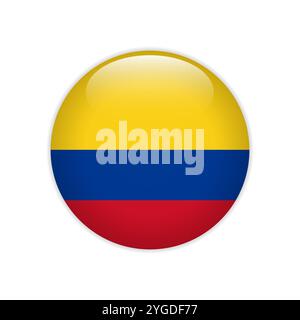 Drapeau Colombie sur le bouton Illustration de Vecteur